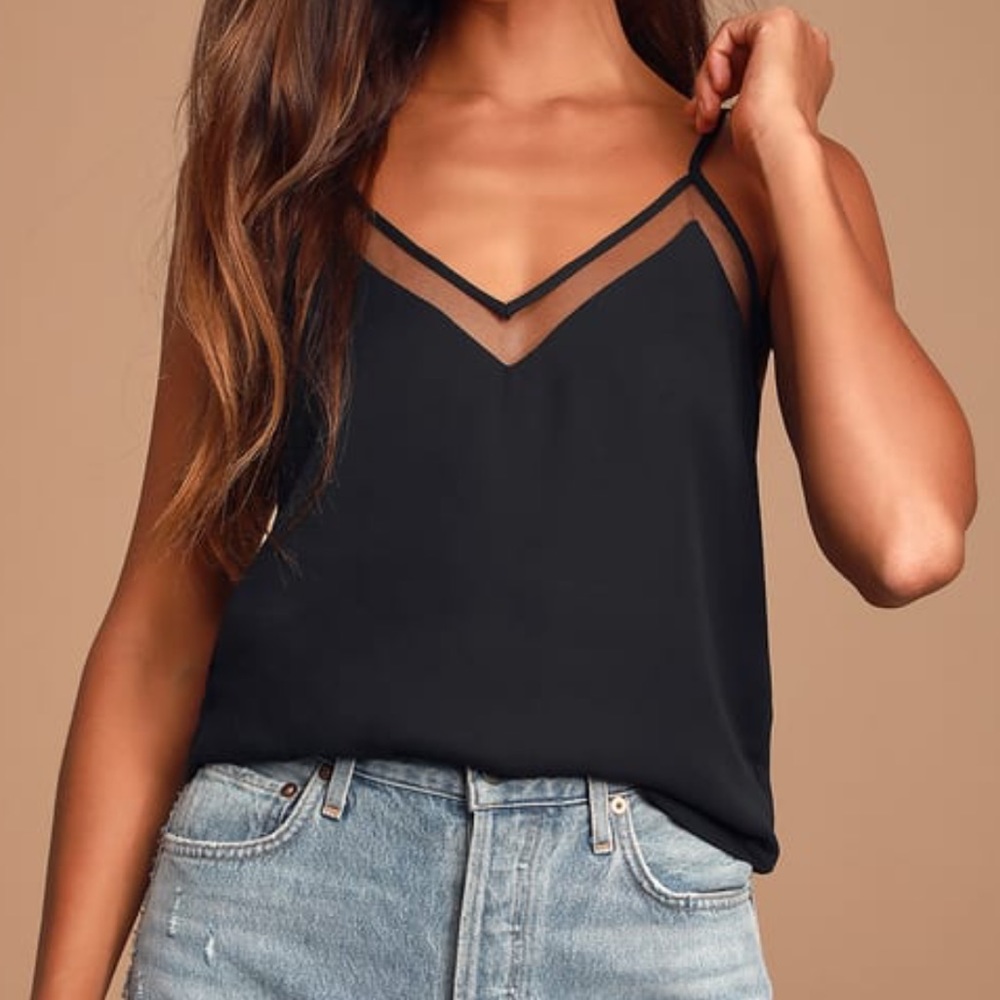 Lulus Black Mesh Blouse - Small